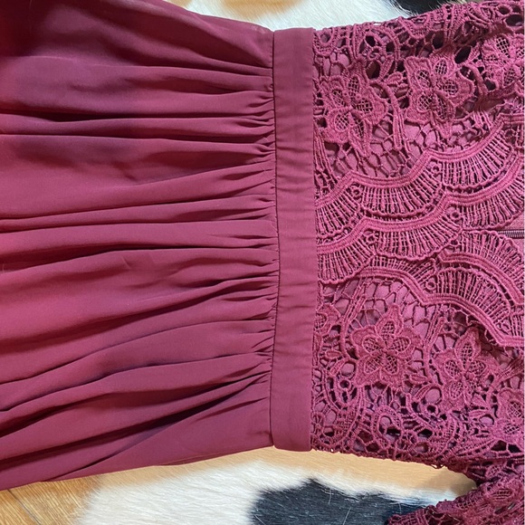 Lulus "Angel in Disguise" burgundy lace skater dress - Picture 9 of 10